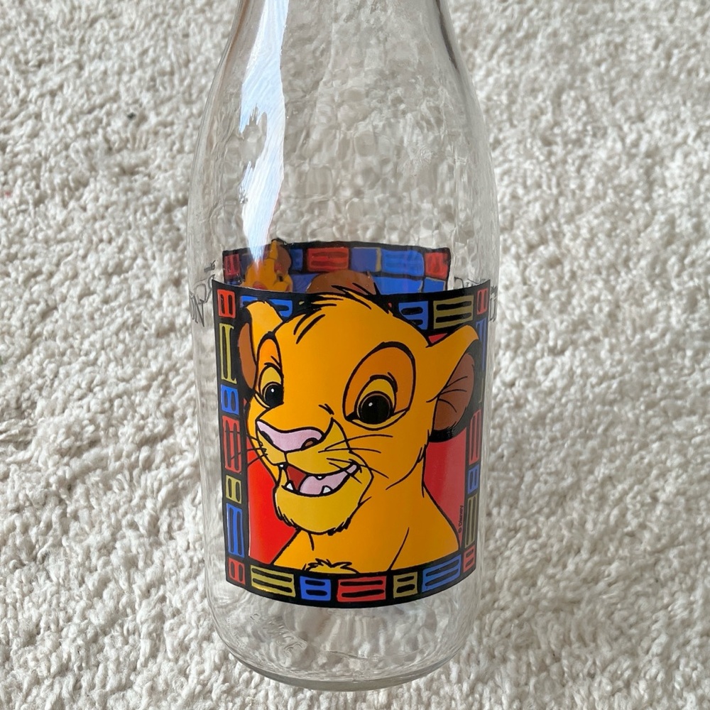 1990’s Vintage Lion King Themed Glass Carafe Bottle and Cup Set - Picture 5 of 11